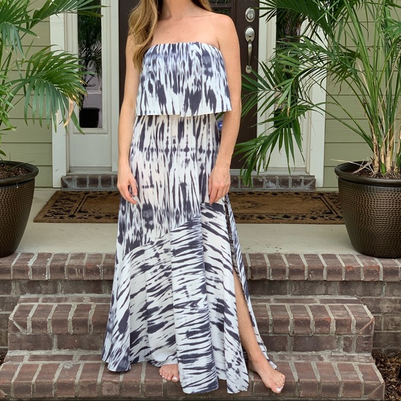 Tyche Dresses & Skirts - Grey tie dye strapless maxi